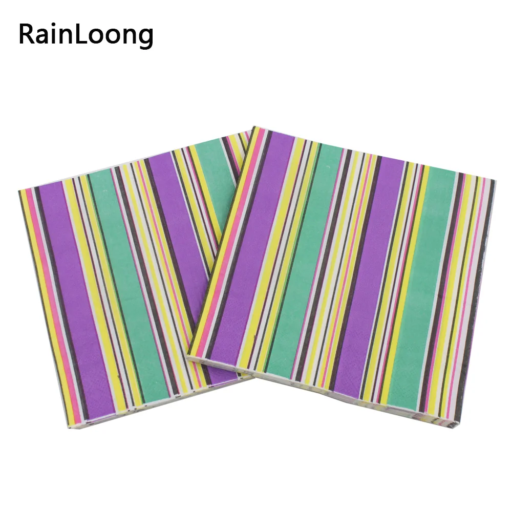 

[RainLoong] Bev Stripe Paper Napkins Beverage Event & Party Tissue Napkins Decoration Serviettes 33cm*33cm 1 pack (20pcs/pack)