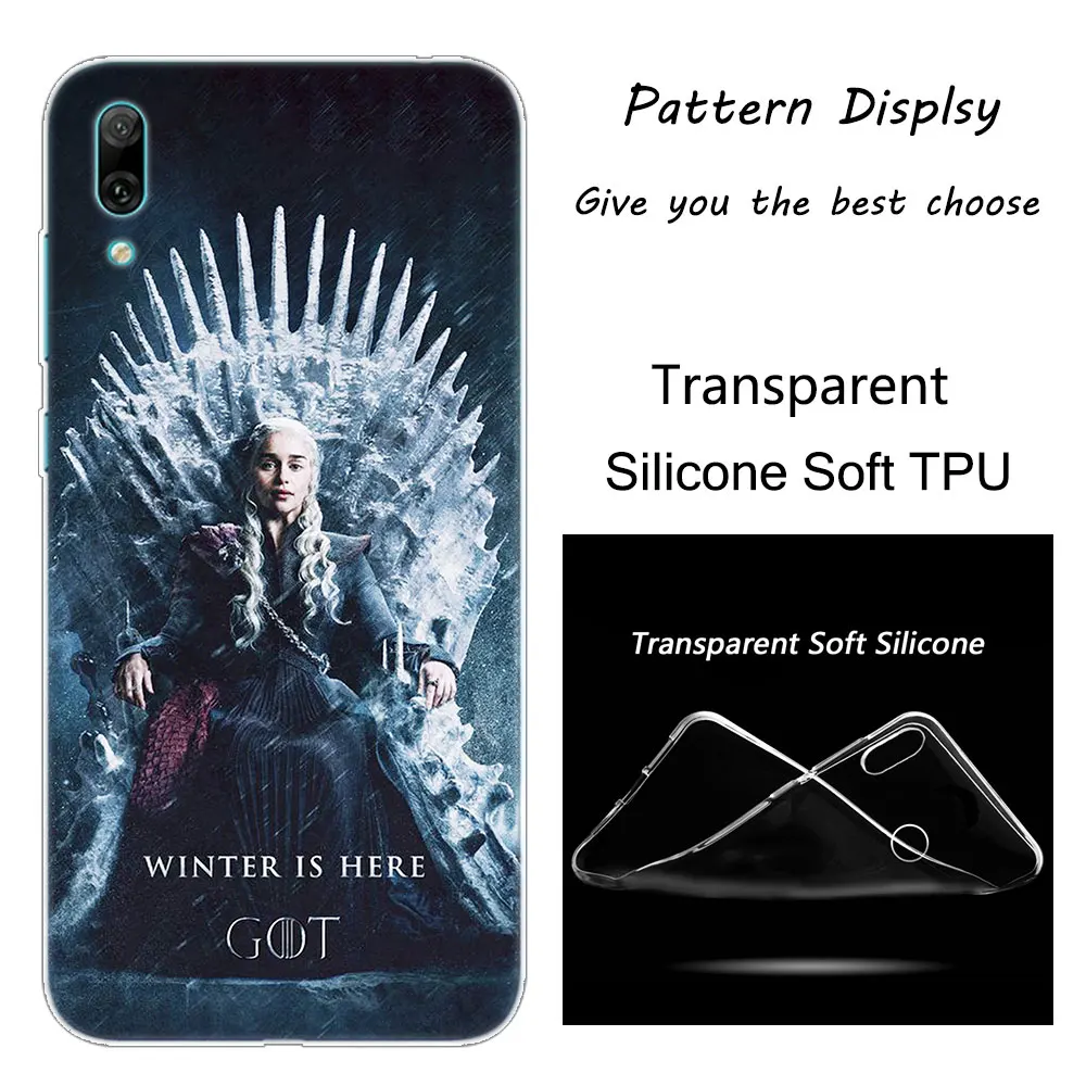 Горячая Распродажа силиконовый чехол для телефона daeneris Targaryen Game of Throne для huawei mate 10 20 Lite Pro Enjoy 9S Y9 Y7 Y6 Y5 Pro
