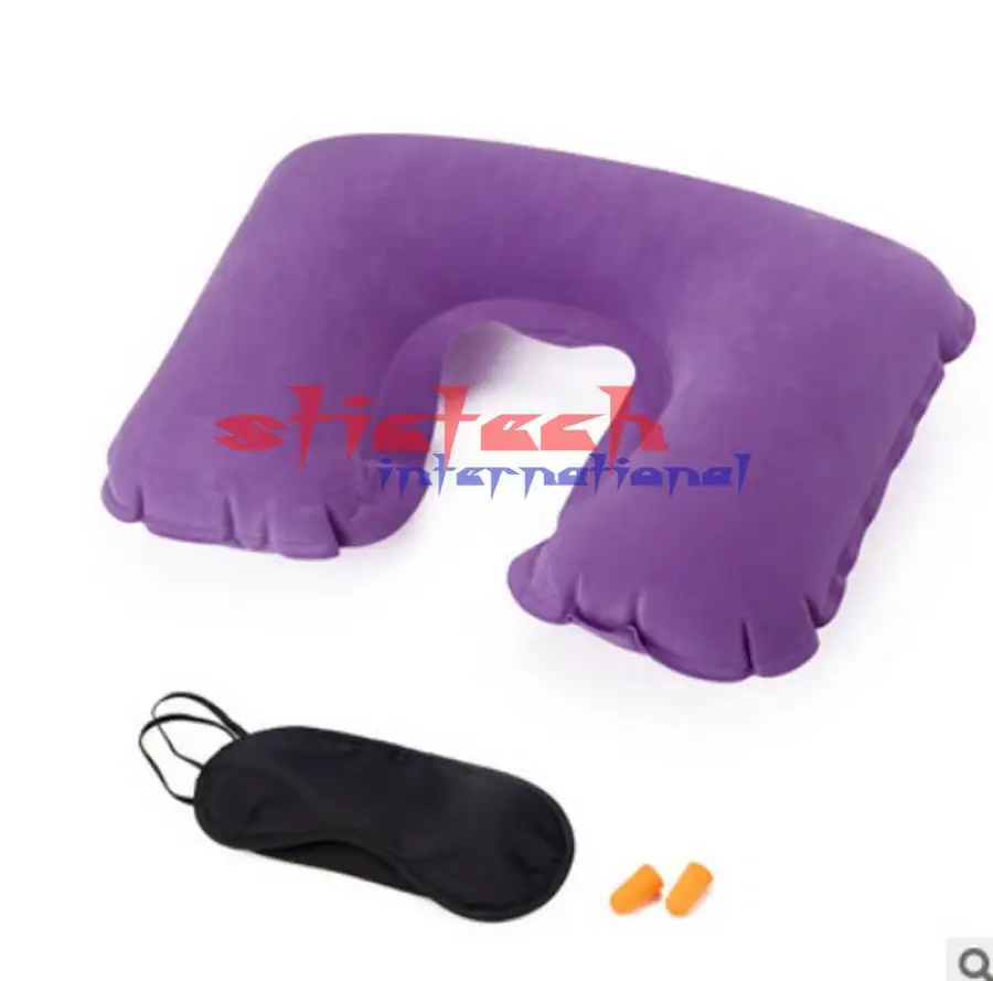 purple Dhl 100 шт 3 шт./компл. автомобиль полета походная надувная Шейная подушка для отдыха u-образная Подушка ушные затычки для ушей домашний текстиль - Цвет: purple