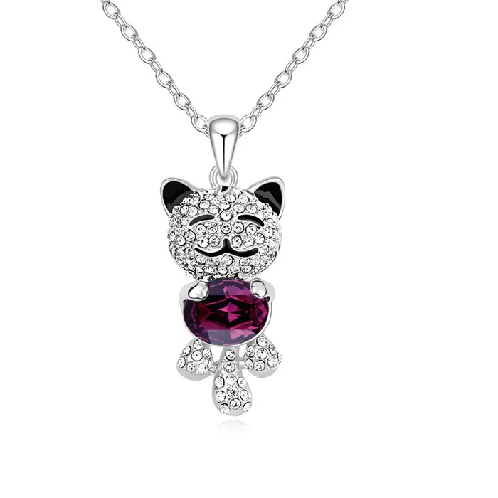 Кристалл Цепочки и ожерелья милый кот кулон jewelry Животные CLN14951|Ожерелья с