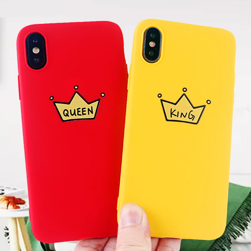 Чехлы для телефонов King queen Crown IPhone X XS MAX XR 8 7 6 S Plus мягкий силиконовый чехол