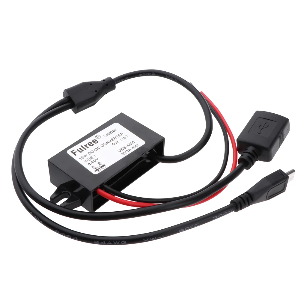 

3A/15 Вт двойной адаптер питания 8-60 в до 5 В двойной usb-кабель (USB + Micro USB)