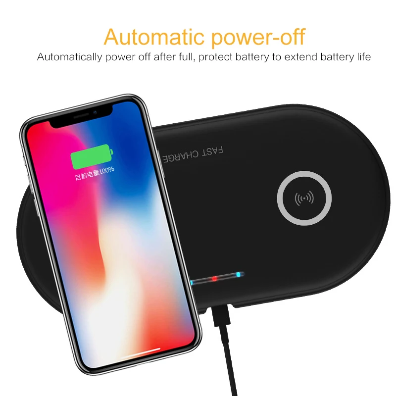 10 Вт двойной набор QI Беспроводное зарядное устройство для iPhone XS Max Xr X samsung S10 S9 xiaomi 9 Быстрая Беспроводная зарядная док-станция настольная