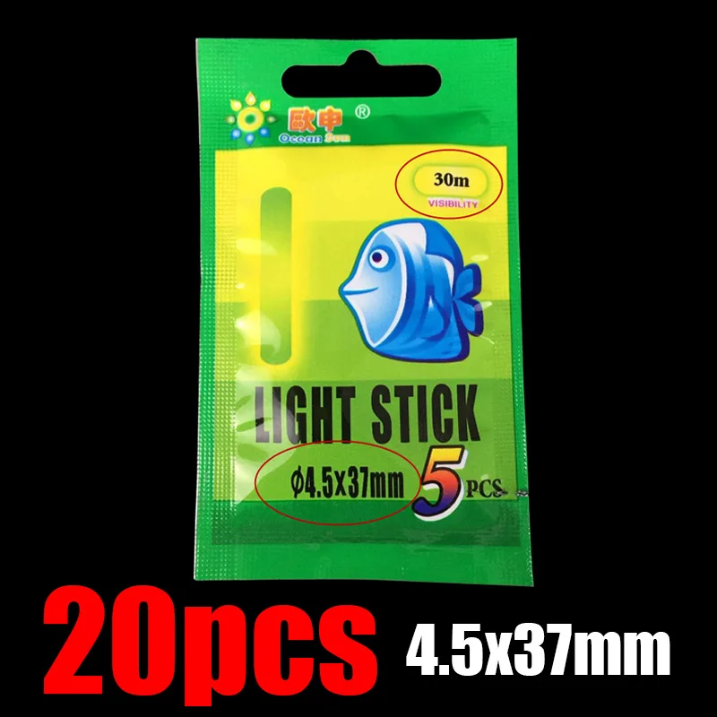 20pcs 4.5x37mm 50 шт./20 шт. 4,5*37 мм рыболовный поплавок, Флуоресцентный светильник, светильник, ночной поплавок, стержень, светильник s, темное свечение, палка, полезные рыболовные снасти - Цвет: 20pcs 4.5x37mm