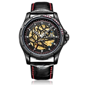 AM0271BL22 STARKING мужские прозрачные часы 28800 высоко-битые наручные часы с механизмом, мужские часы с кожаным ремешком, автоматические часы Mecanic AM0271 - Цвет: AM0271BL22