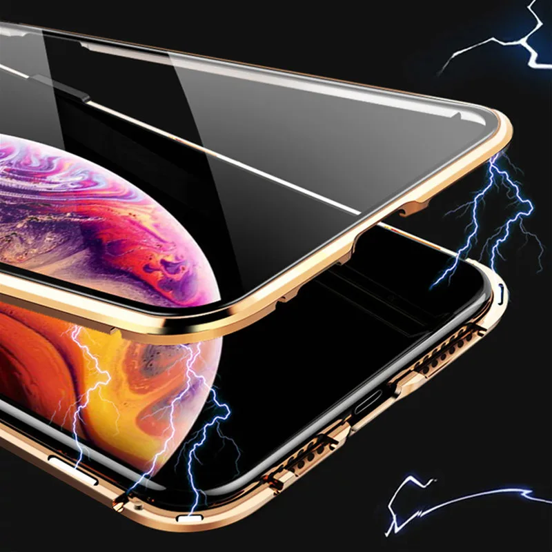 Чехол для Apple iPhone X XR XS Max 7 8 Plus магнитный двухсторонний чехол телефона из