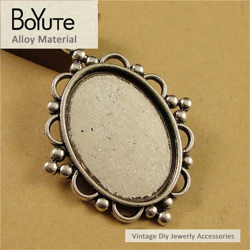 BoYuTe (40 Pieces/Lot) 18*25MM Cabochon Base Jewelry Accessories Parts Antique Bronze Silver Tray Pendant Setting Cameo Diy | Украшения и