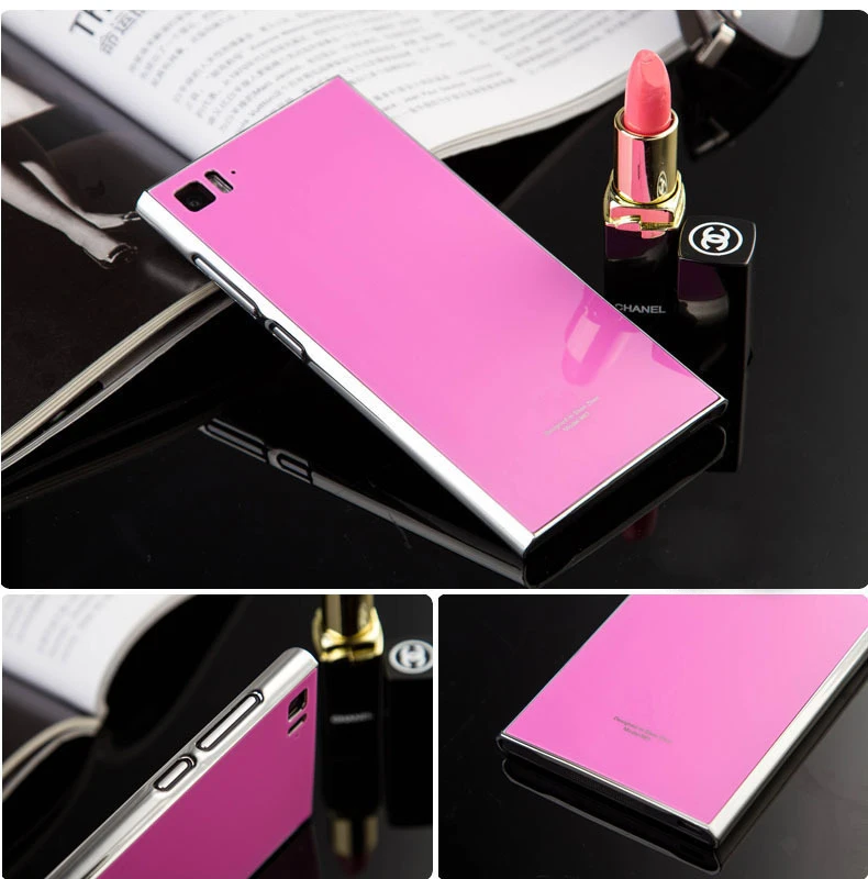 Чехол роскошь закалённое стекло металл Edge зеркало кожи телефон задняя часть