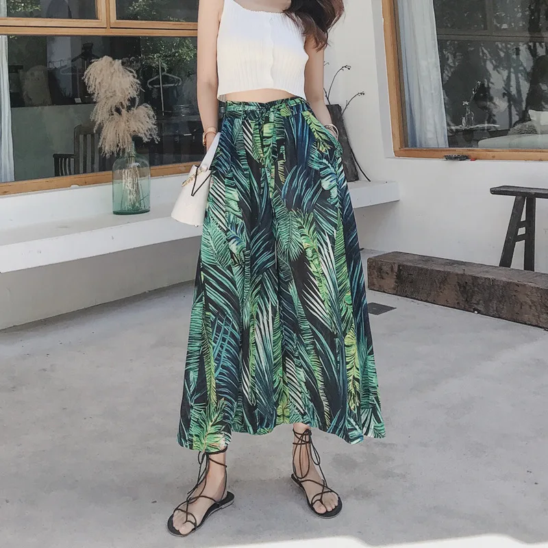 Брюки женские шифоновые с завышенной талией модные повседневные штаны широкими