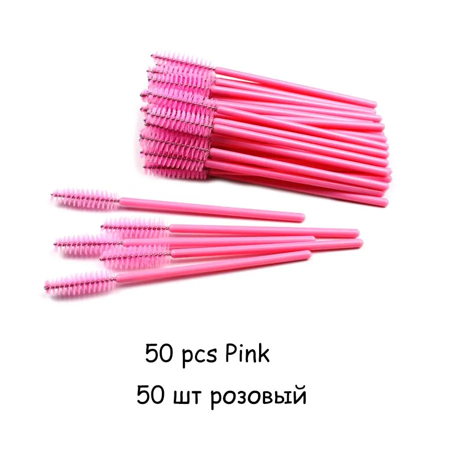 50pcs Pink 25/50 шт./лот одноразовые нейлоновые силиконовые щетки для туши кисти ресницы гибкие кисти для макияжа для наращивания ресниц Инструменты - Цвет: 50pcs Pink
