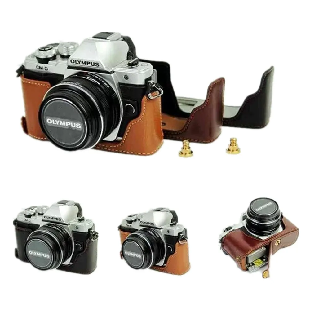 Чехол из натуральной кожи с отверстием для аккумулятора Olympus OM D Mark II EM10II EM10 II|em10