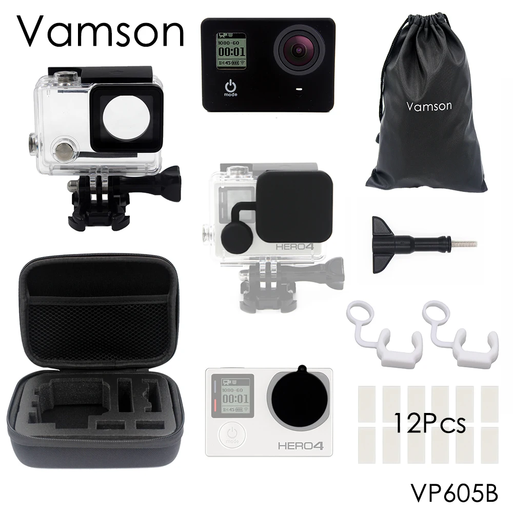 Vamson для Go Pro Аксессуары Водонепроницаемый чехол 60 м Подводные детали Крышка корпуса каркасная конструкция для Gopro Hero 4 3+ VP605 - Цвет: VP605B