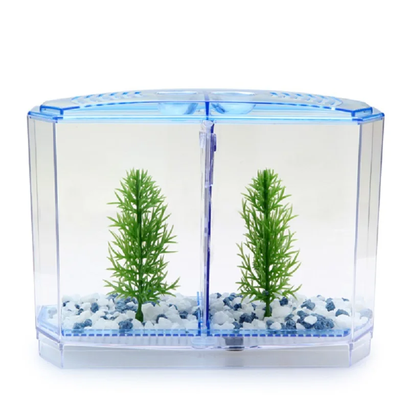 as picture Arcylic тропический Мини nano Betta fighting fish tank аквариум разведение двойной миски жарить изоляции инкубатория черепаха дом рептилий клетка - Цвет: as picture