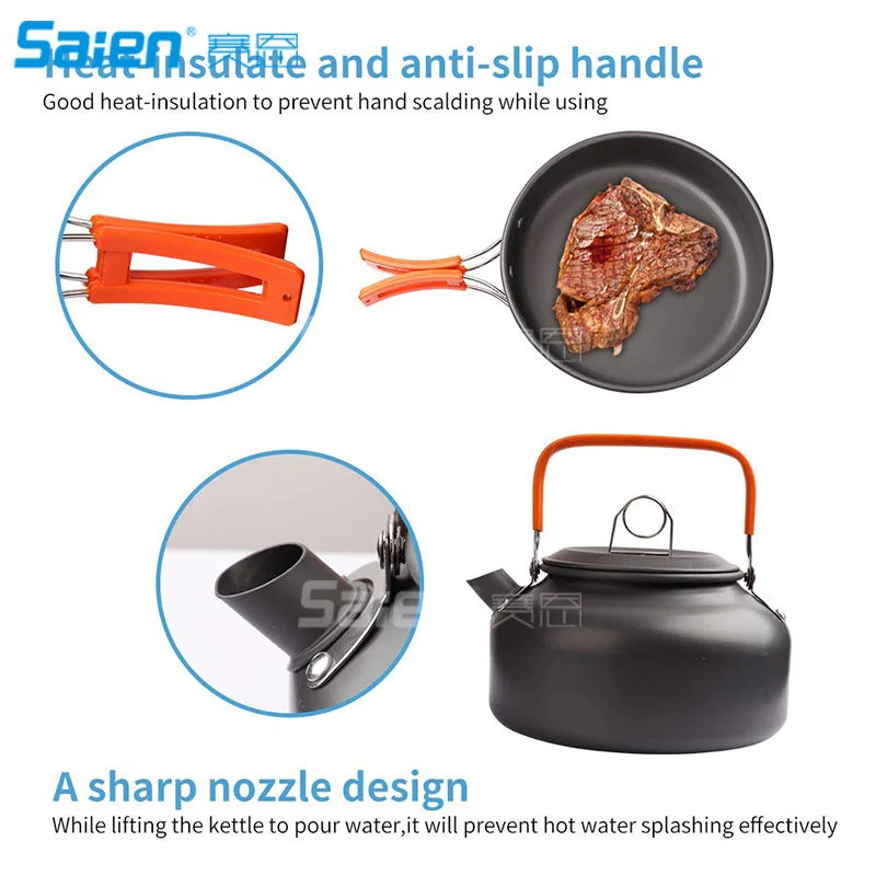 Набор кухонной посуды для кемпинга на 2 человек оборудование посуда