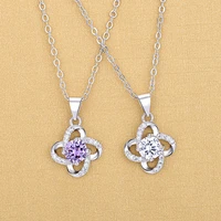 geometric silver color collar necklaces whitepurple crystal zircon pendant necklaces for women gifts jewelry