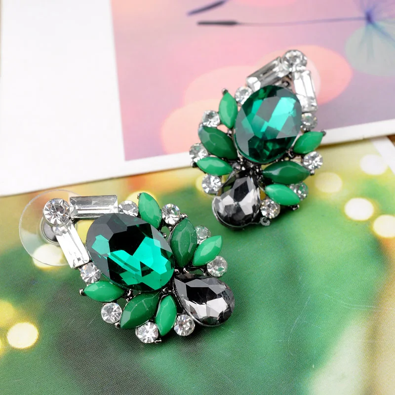 Fashion Brand Women's Gorgeous Elegant Petals Earrings Rhinestone Alloy Imitation Gift Jewelry 3.3x2.2cm|imitation earrings|earrings womenbrand