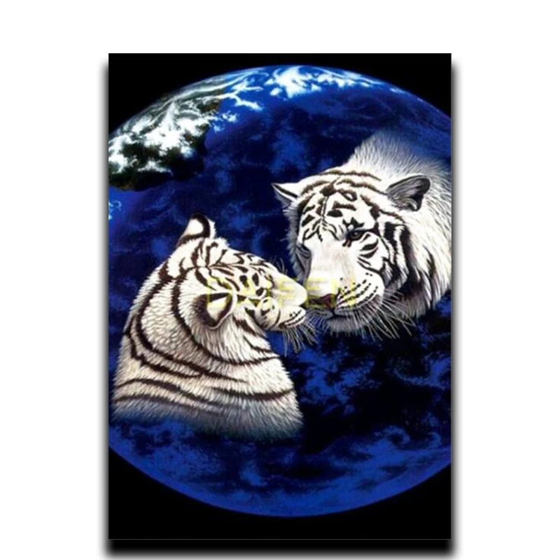 

DIY Diamond Painting Cross Stitch Animal Tiger Round \ Square Mosaic Picture of Rhinestone Full Embroidery "Two Tigers"
