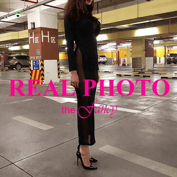 РЕАЛЬНЫЕ ФОТО Вырезать Открытой Передней Платье Макси Лонг Bodycon Сетки тюль Sheer