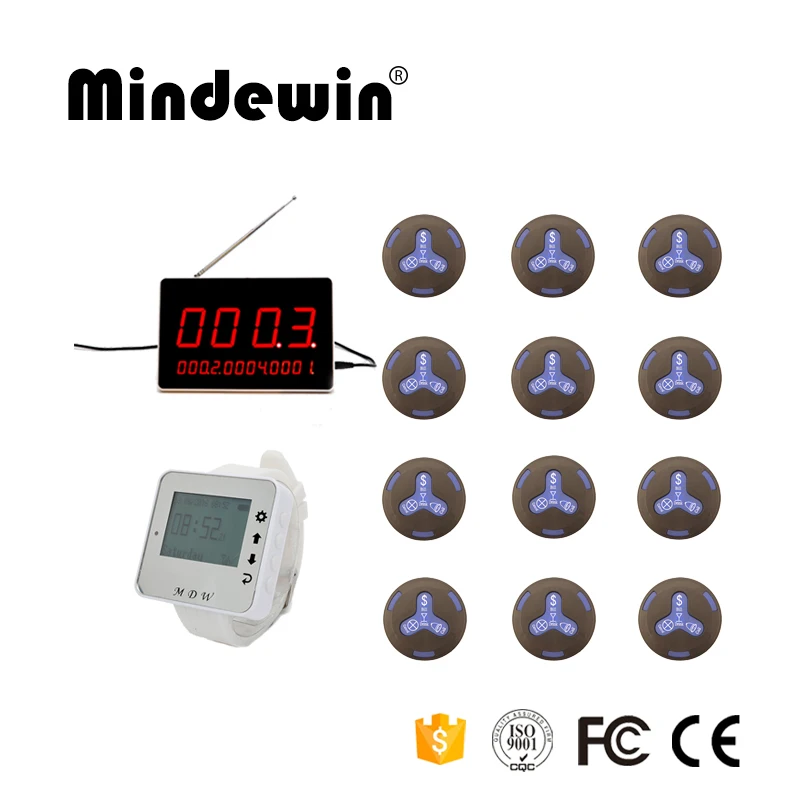 Система пейджера для ресторанов Mindewin служба поддержки клиентов 1 светодиодный