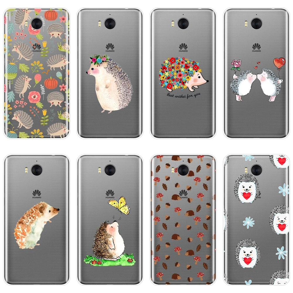 Kawaii Ежик чехол для телефона huawei Y3 Y5 Y6 Y7 2017 II Pro Мягкая силиконовая задняя крышка Prime