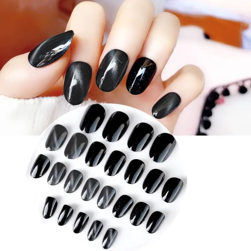 Накладные ногти &quotкошачий глаз&quot овальные Синие стразы 24 шт./компл.|Накладные