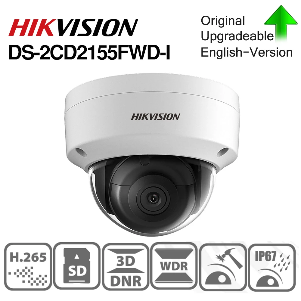 Hikvision DS 2CD2155FWD I POE камера видеонаблюдения 5MP ИК купольная 30 м IR IP67 IK10 H.265 + слот для