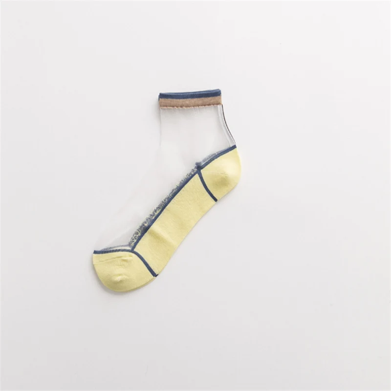 Yellow Новые бархатные шелковые женские носки хлопковые мягкие Нескользящие весенние полосатые носки - Цвет: Yellow