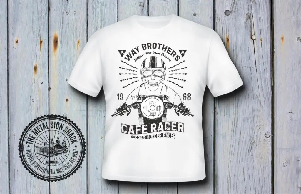 Классическая мужская футболка Way Brothers Cafe Racer мотоциклетная тенниска в стиле ретро
