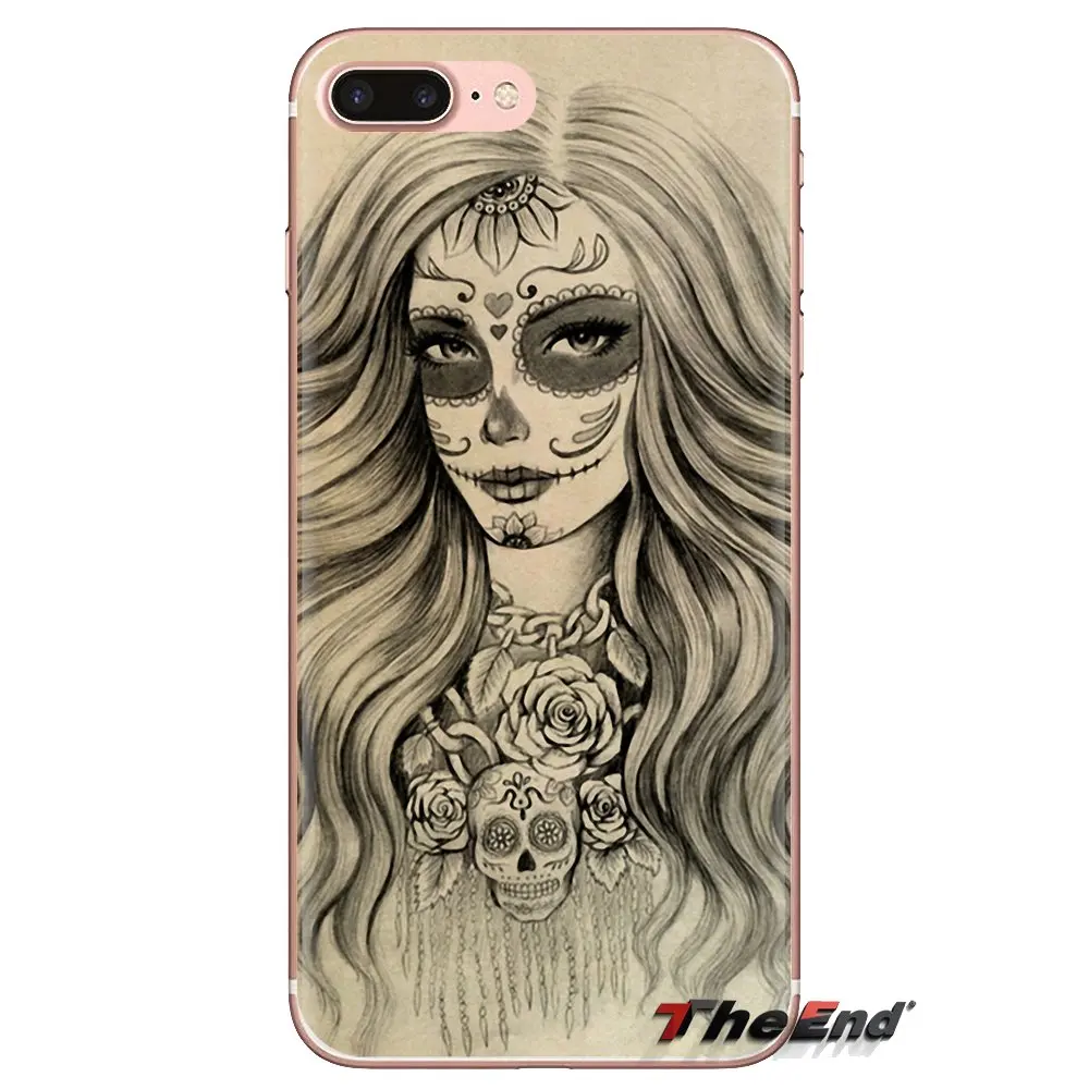 For LG G3 G4 Mini G5 G6 G7 Q6 Q7 Q8 Q9 V10 V20 V30 X Power 2 3 K10 K4 K8 2017 Soft TPU Case la Calavera de Catrina Girl Skull |