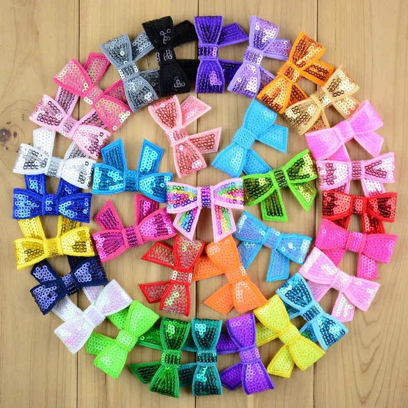 Заколки для волос с блестками и бантом девочек 100 шт./лот 2 1 дюйма|bow hairpin|bow appliquehair