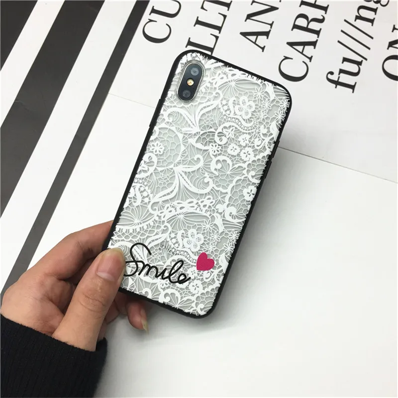 Роскошный кружевной Цветочный чехол для телефона iPhone XS Max X XR 7 8 7Plus 8Plus 6 S 6splus Girly