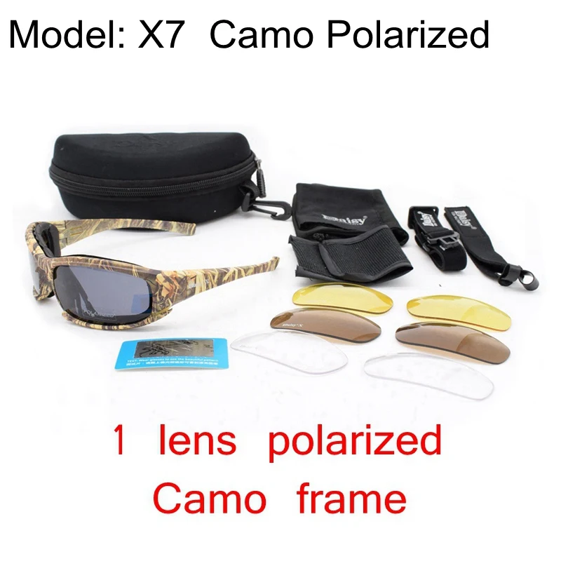 X7 Polarized CAMO Армейские очки, солнцезащитные очки, мужские военные солнцезащитные очки, 4 линзы, набор для мужчин, военные игры, тактические велосипедные очки, для улицы - Цвет: X7 Polarized CAMO
