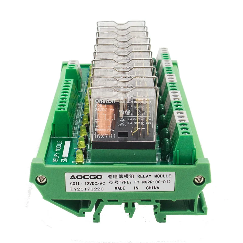 10 канальный 1 SPDT DIN рейку OMRON G2R 12V DC/AC интерфейс релейный модуль|omron g2r|interface relaydin
