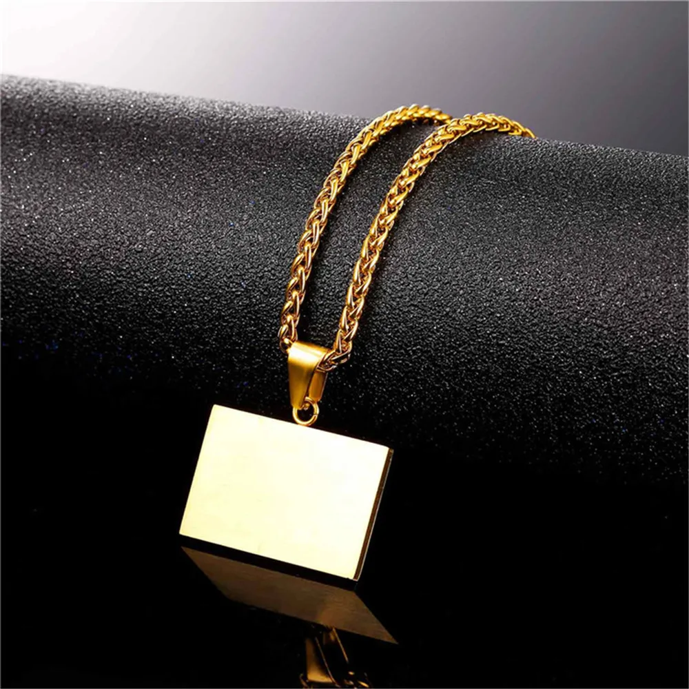 Ожерелье из нержавеющей стали 316L с российским флагом и цепочкой пшеницы Новинка