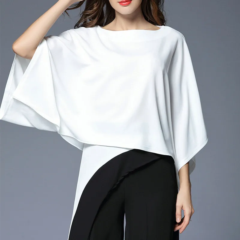 2018 Новый Для женщин два кусок костюмы черные свободные штаны нерегулярные блузки