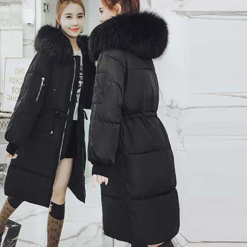 2018 women winter hooded warm coat plus size candy Down cotton padded basic Parka female medium-long jaqueta feminina thickening