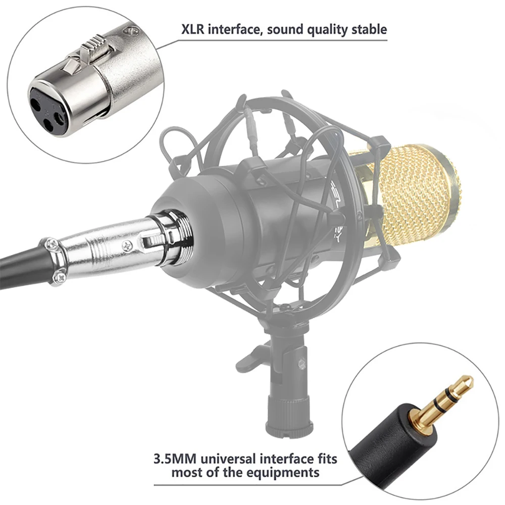 FELYBY 2,5 м Профессиональный XLR-3.5mm универсальный кабель для BM800 микрофон для записи караоке