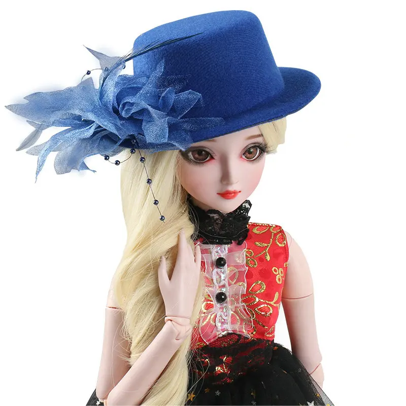 Кукла шляпа для Bjd 1/3 кукла девушка топ красный/синий/черный/фиолетовый головной