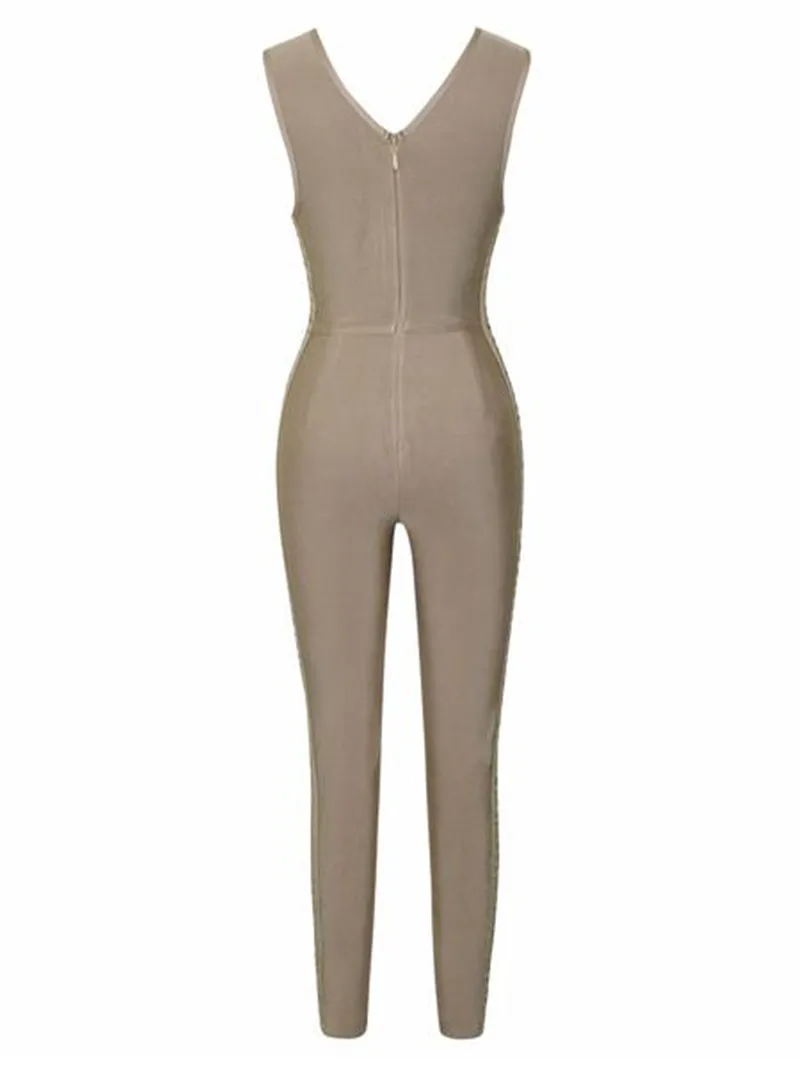 New Arrival V-Neck Lace Up Sleeveless Bodycon Celebrity Women Rompers Bandage Jumpsuit Party Clothing | Женская одежда