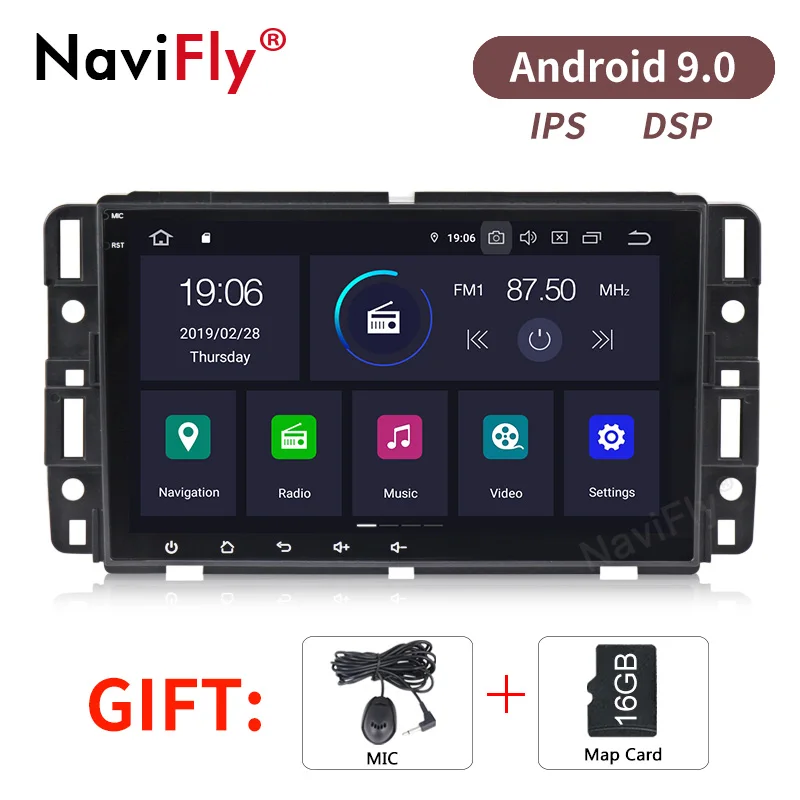 NaviFly Pure Android9.0 IPS DSP автомобильный аудио gps навигатор для Chevrolet Tahoe Traverse BUICK Enclave GMC