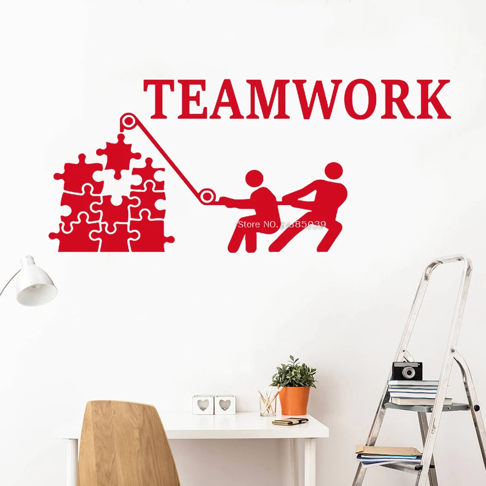 Teamwork Murals Wall Decal For Office Decor Team Work Idea Inspiration Vinyl Poster Sticker Removable Wandaufkleber LC1161 | Дом и сад