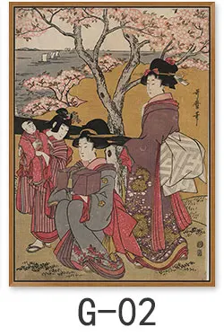 Японский Ukiyo-e красота рисунок холст живопись спа Ресторан Классическая роспись дамы Настенная картина плакат домашний декор для гостиной - Цвет: Фиолетовый