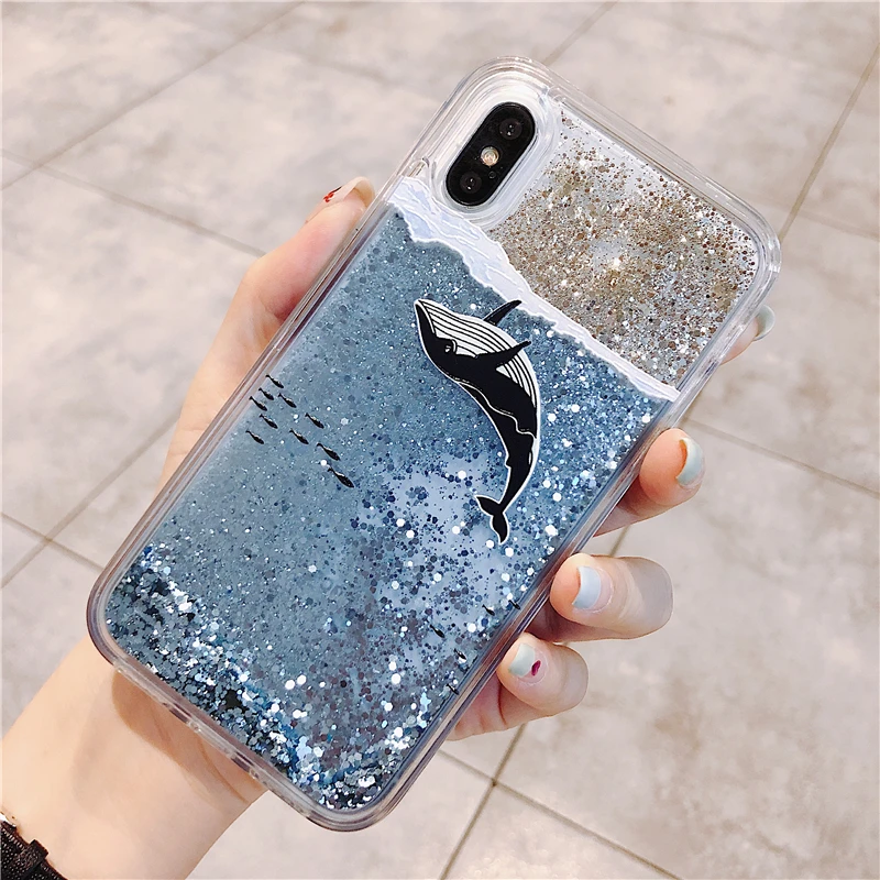 Динамический Жидкий чехол для iPhone 6 6S 7 8 Plus зыбучий песок задняя крышка X XR XS Max