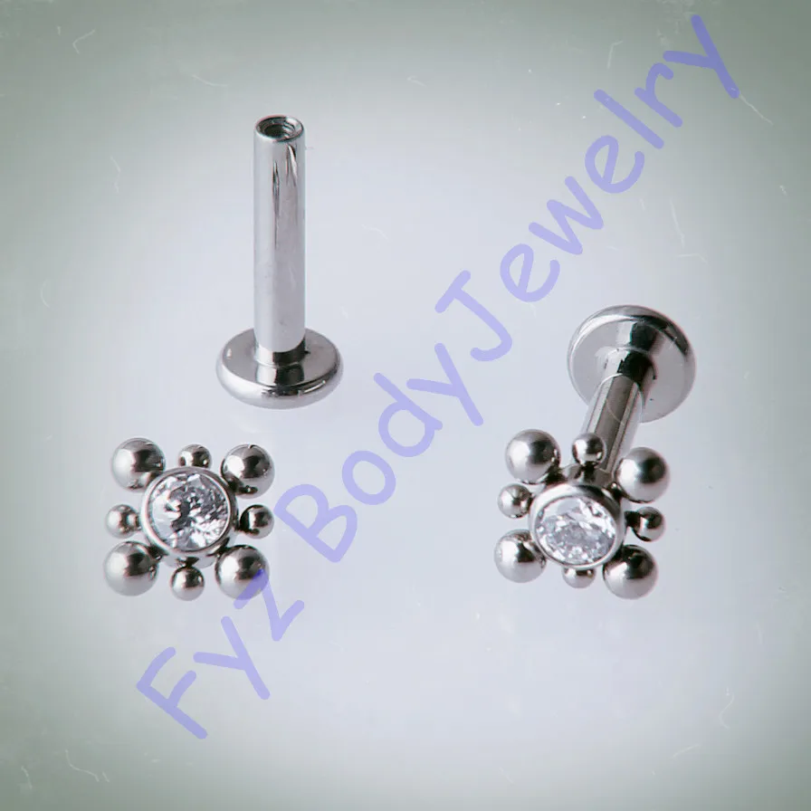 Высокая полировка G23 титана 14 г 16 г внутренняя резьба лаберт губы Percing Ear Tragus хрящи серьги-гвоздики ювелирные изделия для тела