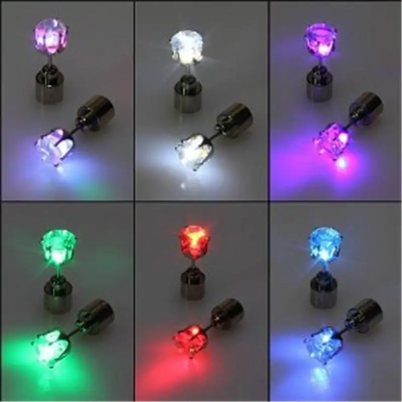 Серьги гвоздики из нержавеющей стали со светодиодной подсветкой 1 пара|unisex led|unisex