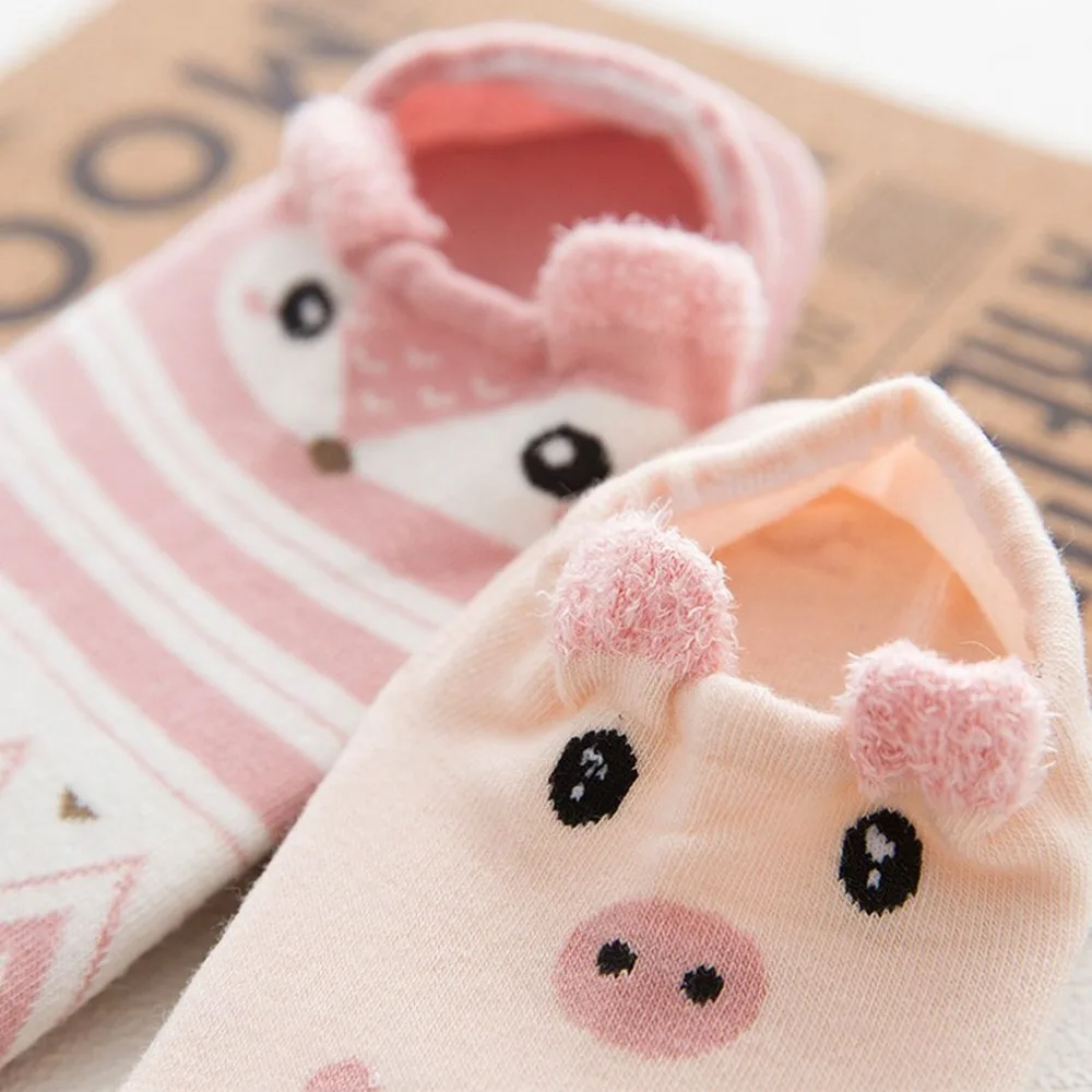 Осенне зимние дышащие хлопковые носки Kawaii С мультяшным рисунком Нескользящие