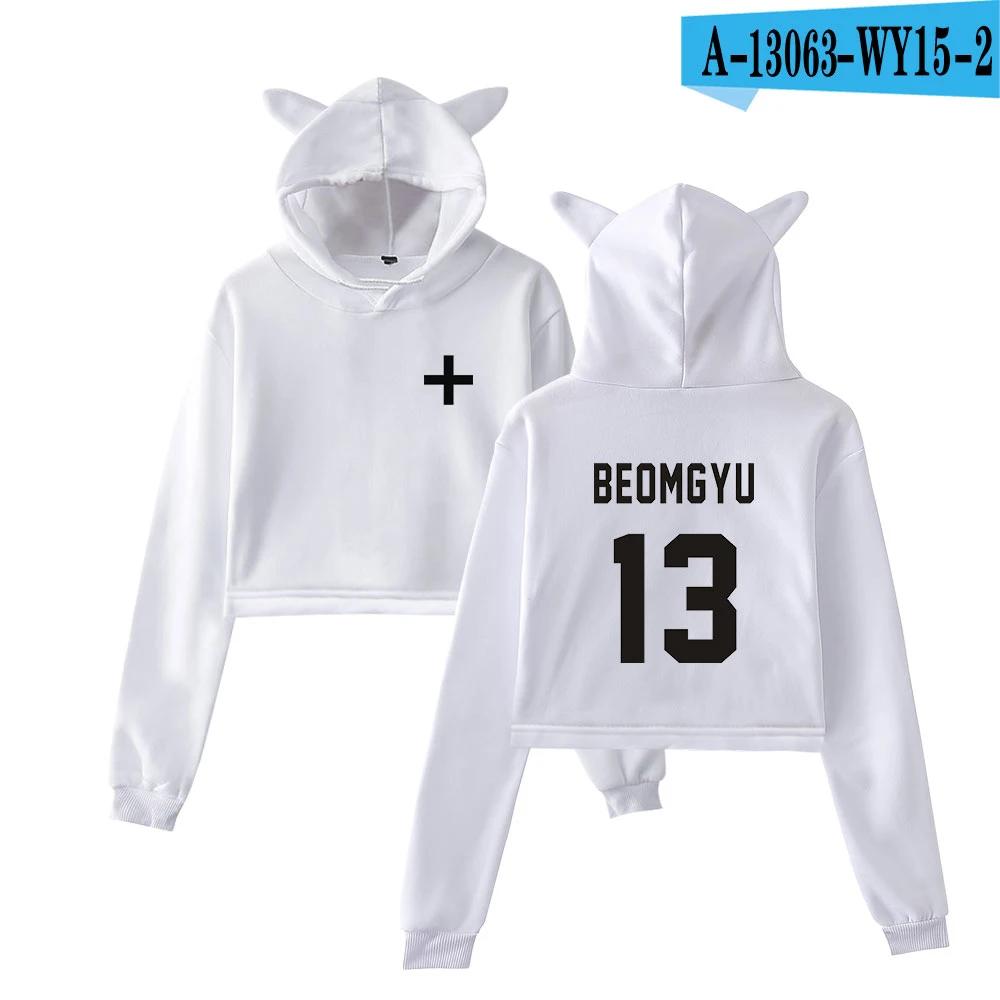 TXT Tomorrow X Together толстовки с кошачьими ушками женские модные толстовки с капюшоном с длинными рукавами горячая Распродажа Kpop повседневные сексуальные толстовки - Цвет: White
