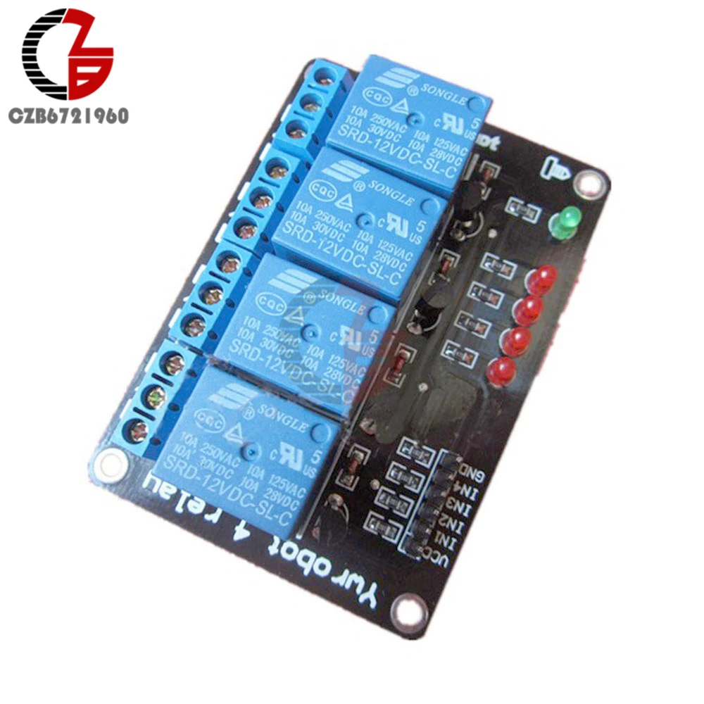 4 Канальный Релейный Модуль 12 В для Arduino PIC AVR DSP ARM MSP430|channel relay|4 relay module 12v12v |