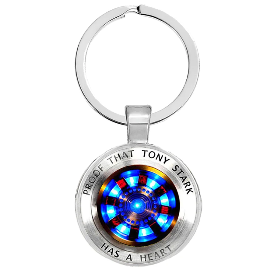 2019 new Iron Man Keychain Tony Stark Heart Arc Reactor 3D Effect Glass Cabochon Pendant Key Chain | Chains