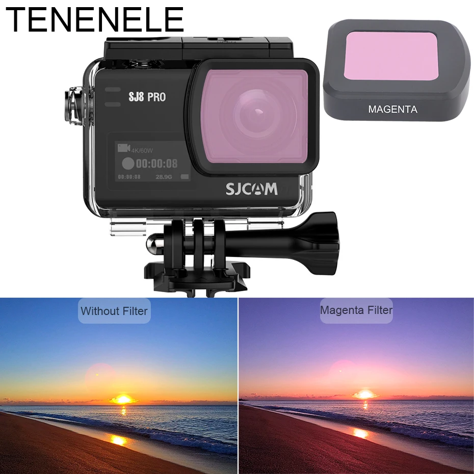 TENENELE фильтр для экшн-камеры для Sjcam SJ8 Pro/Plus/Air HD UV Sport камера, стеклянные фильтры на водонепроницаемом корпусе, чехол, аксессуары